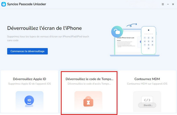 Sélectionnez Déverrouillez le code de Temps d'écran