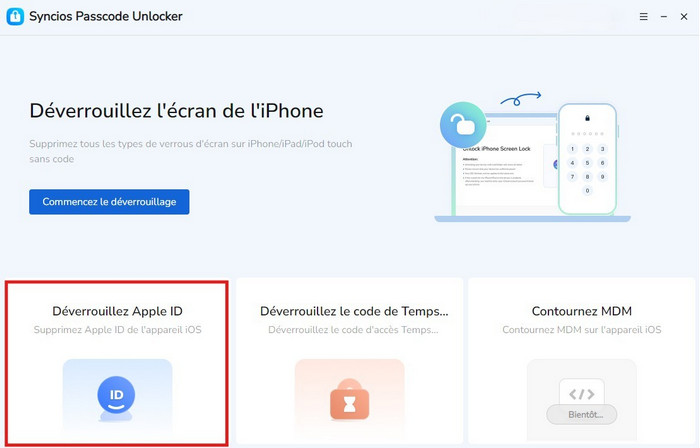 Sélectionnez Déverrouillez Apple ID