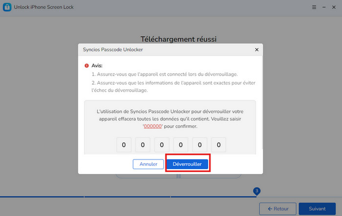 Confirmez pour déverrouiller l'écran de l'iPhone